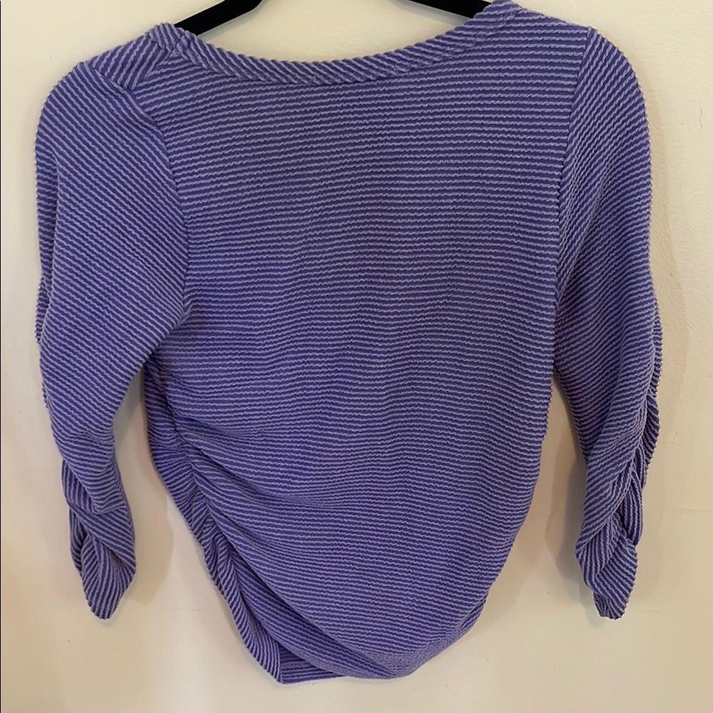 Renee C. Lavender Ribbed Ruched Top - Picture 8 of 8